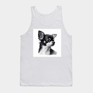 Black and White Watercolor Style Chihuahua Portrait Tank Top